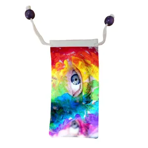 کاور عینک اطلس آبی مدل KE1484 طرح نقاشی آبرنگ چشم دختر