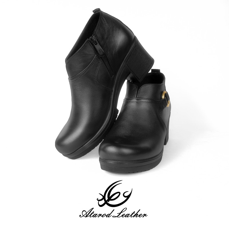 نیم بوت زنانه چرم عطارد مدل چرم طبیعی کد SH94