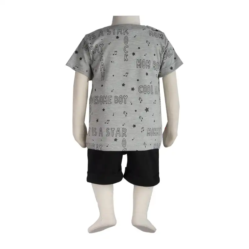 ست تی شرت و شلوارک نوزادی مدل تمام چاپ کد 160004