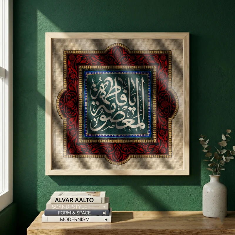 تابلو طرح شهادت حضرت معصومه (س) مدل G14426 فریم کرم روشن