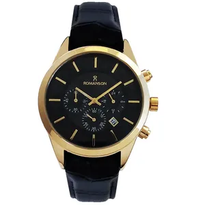 ساعت مچی عقربه‌ای مردانه رومانسون مدل بندچرمی کرنوگراف سه موتور کد 24.12 ROMANC
