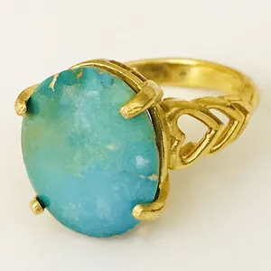 انگشتر نقره زنانه مدل چهارچنگ بی نهایت مزین به فیروزه نیشابوری