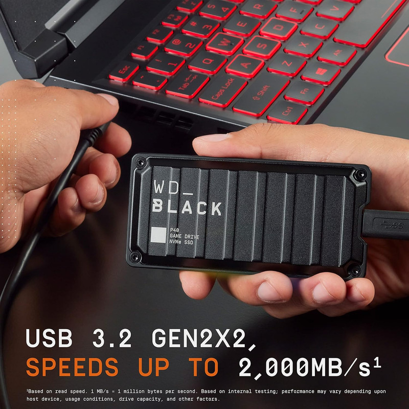 اس اس دی اکسترنال وسترن دیجیتال مدل Gaming P40 ظرفیت یک ترابایت رابط USB Type-C 3.2