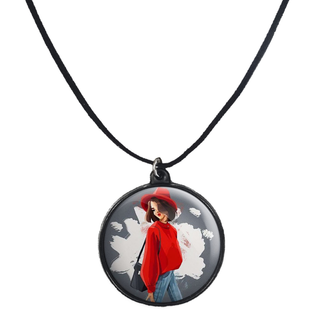 گردنبند پرمانه طرح دخترونه کد pmb.4640 مدل دو طرفه