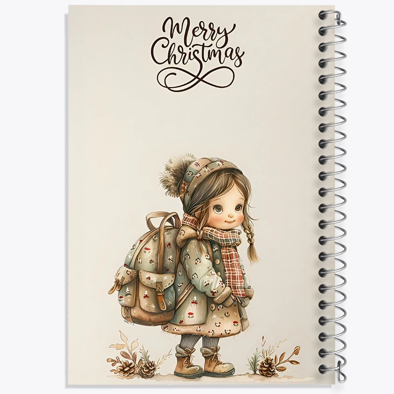 دفتر مشق 50 برگ خندالو طرح دختر و کریسمس کد F5805