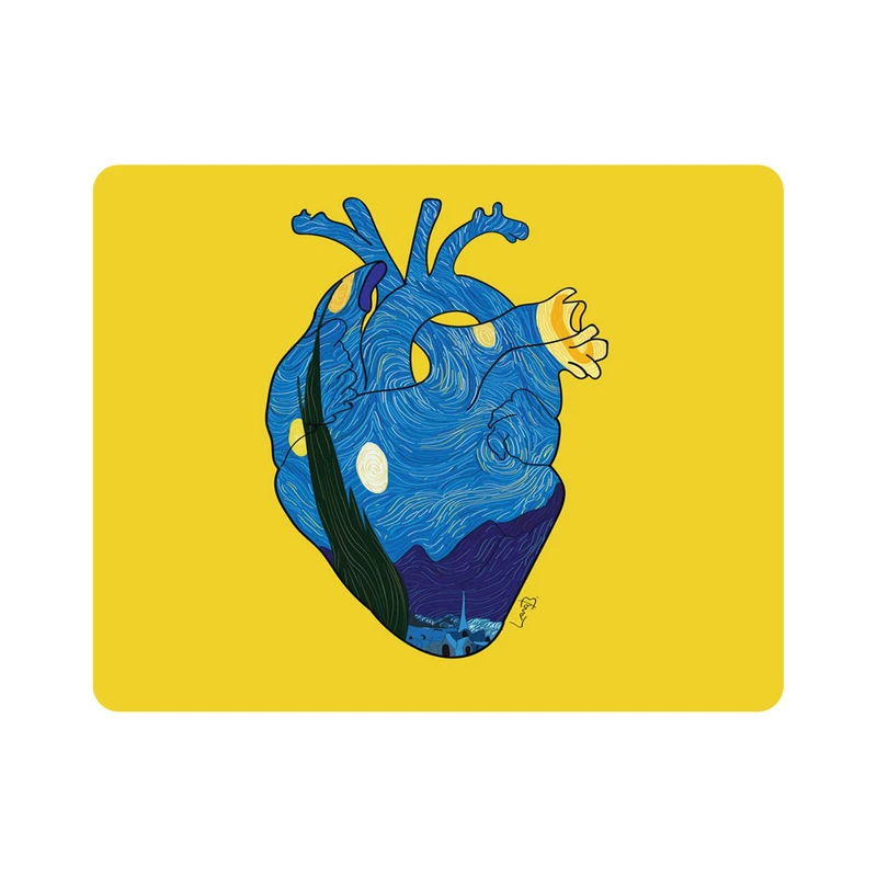 ماوس پد طرح نقاشی شب پرستاره ون گوگ قلب مدل Ms2005
