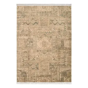 فرش ماشینی زانیس مدل مدرن طرح وینتیج زمینه گلبهی