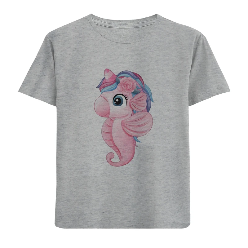 تی شرت آستین کوتاه دخترانه مدل تک شاخ D172