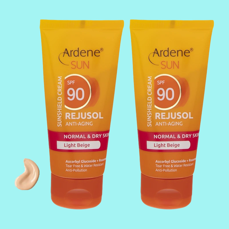کرم ضد آفتاب رنگی آردن سان SPF 90 مدل ANTI-AGING ‌محافظ UVA ،UVB، مناسب برای انواع پوست‌ حجم 50 میلی‌لیتر بسته 2 عددی