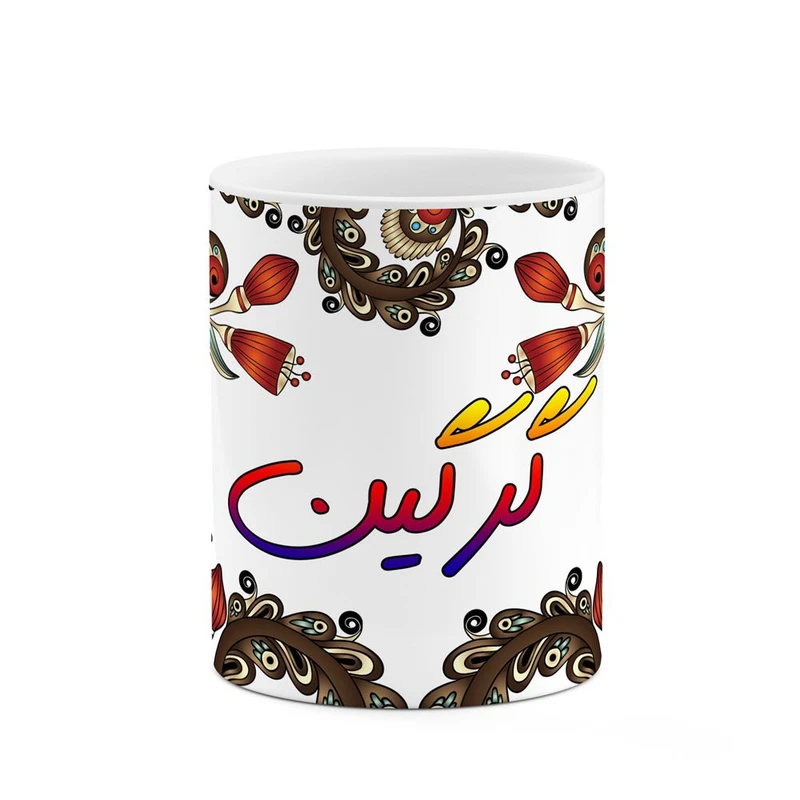 ماگ کاکتی مدل اسم گرگین طرح سنتی گل و بته کد mgh46683