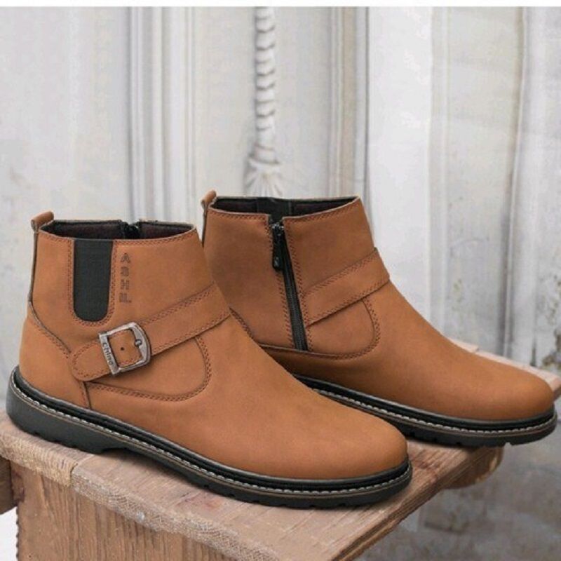 نیم بوت مردانه مدل آشیل سگک و زیپ دار کد 1011 -  - 3