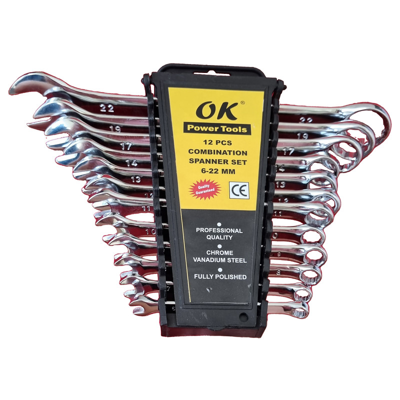 آچار یکسر تخت و یکسر رینگی اوکی مدل 1cs مجموعه 12 عددی