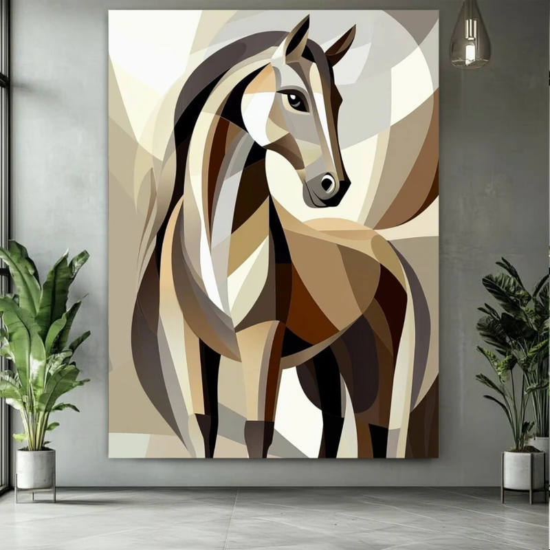 تابلو بوم طرح مخمل نقاشی اسب مدل مینیمال کد BK24623