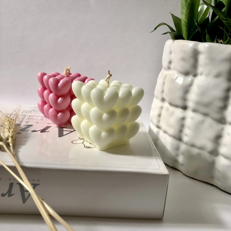 شمع دست ساز مدل روبیک قلبی