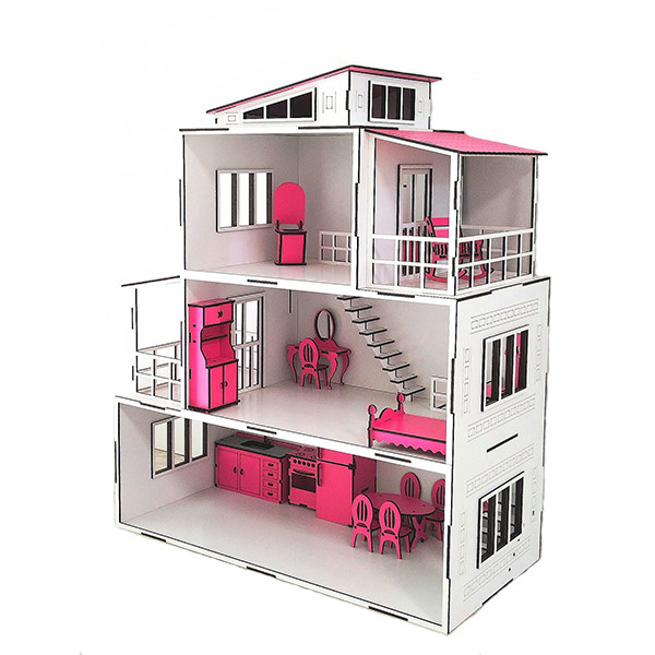 اسباب بازی مدل خانه عروسکی B طرح چوبی سه طبقه