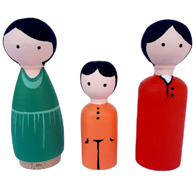 عروسک چوبی مدل خانواده من کد WT10 مجموعه 3 عددی