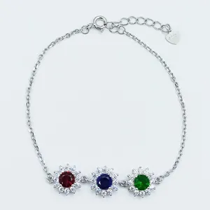 دستبند نقره زنانه سلین کالا مدل یاقوت و زمرد ce-As258