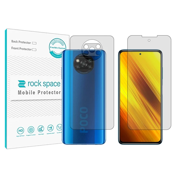 محافظ صفحه نمایش شفاف راک اسپیس مدل Anti Shock مناسب برای گوشی موبایل شیائومی Poco X3 NFC به همراه محافظ پشت گوشی