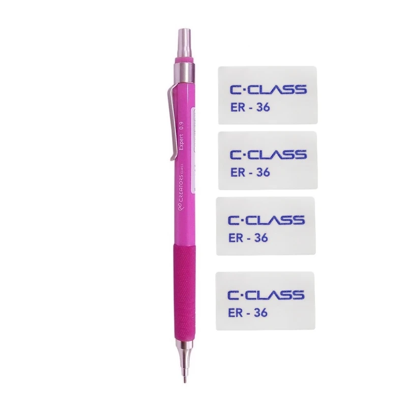 مداد نوکی 0.9 میلی متری سی.کلاس مدل محشر به همراه پاک کن مجموعه 5 عددی 