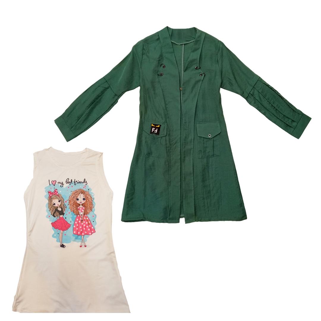 ست تاپ و مانتو دخترانه مدل 8306