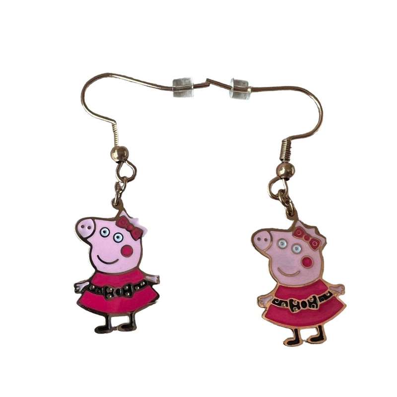 گوشواره دخترانه مدل خوک کوچولو کمربند دار