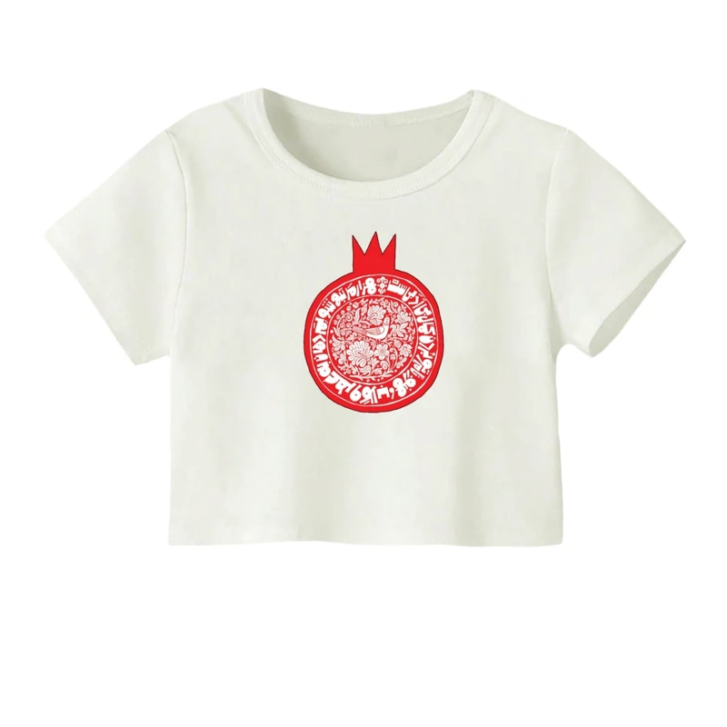 کراپ‌ تی‌شرت آستین کوتاه زنانه مدل یلدایی کد 11