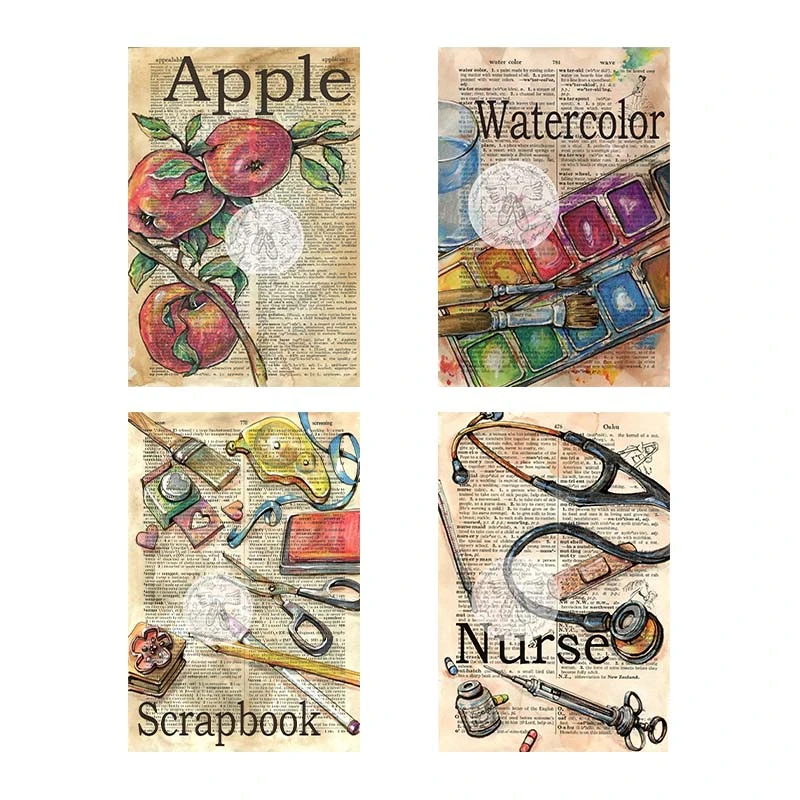 تابلو شاسي کارنيکا طرح روزنامه وینتج Vintage Newspaper کد 65572 مجموعه 4 عددی
