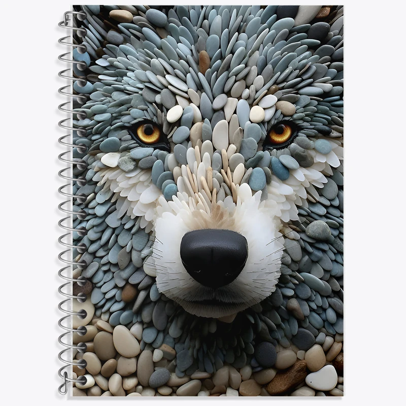 دفتر زبان 50 برگ خندالو مدل سه خط طرح گرگ سنگی کد F7620