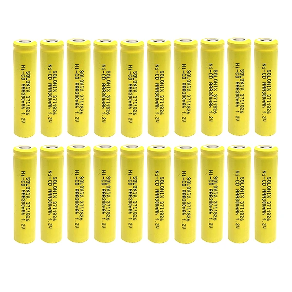 باتری نیم قلمی قابل شارژ سولونیکس مدل صنعتی 300mAh سرتخت مجموعه 20 عددی