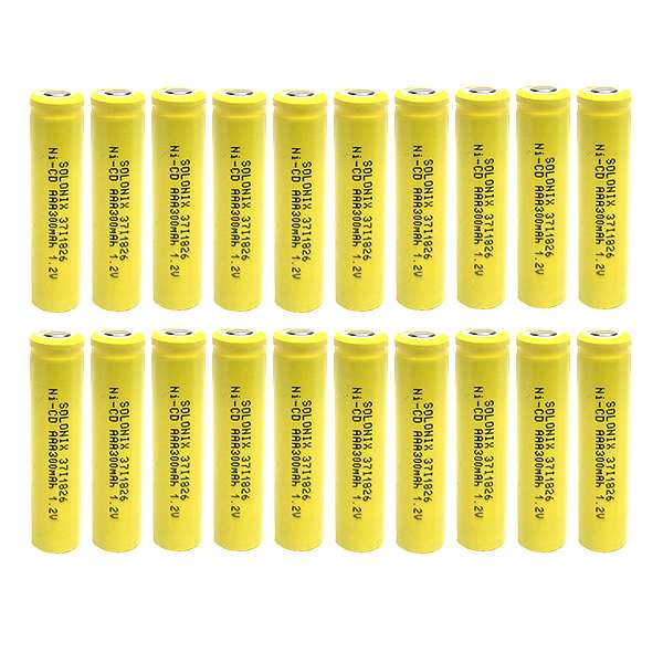 باتری نیم قلمی قابل شارژ سولونیکس مدل صنعتی 300mAh سرتخت مجموعه 20 عددی
