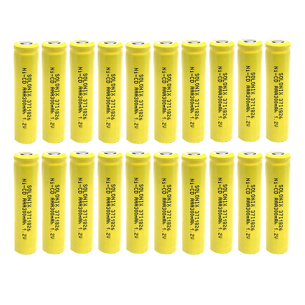 باتری نیم قلمی قابل شارژ سولونیکس مدل صنعتی 300mAh سرتخت مجموعه 20 عددی