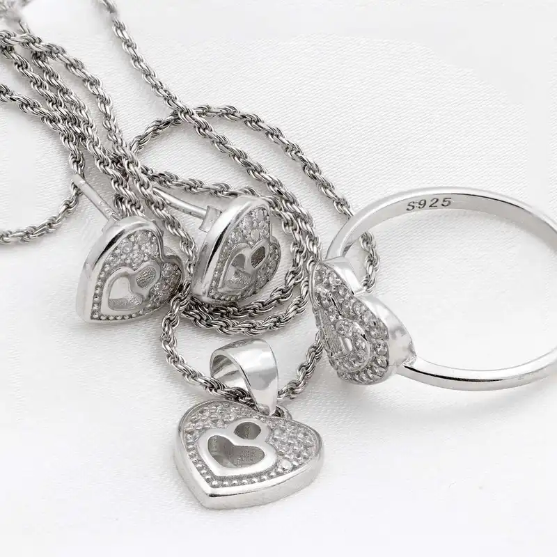 نیم ست نقره زنانه مدل قلب و قفل کد SS-01