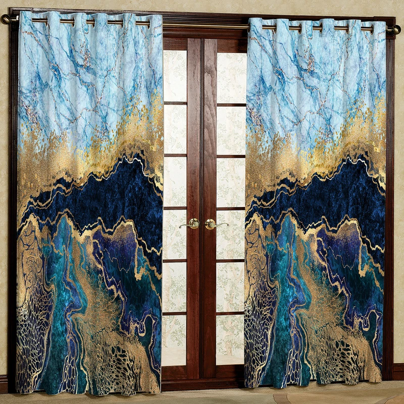  پرده بارمان دکور طرح دریایی مدل هازان پانچی کد 2157 W سایز 140x200 سانتی متر