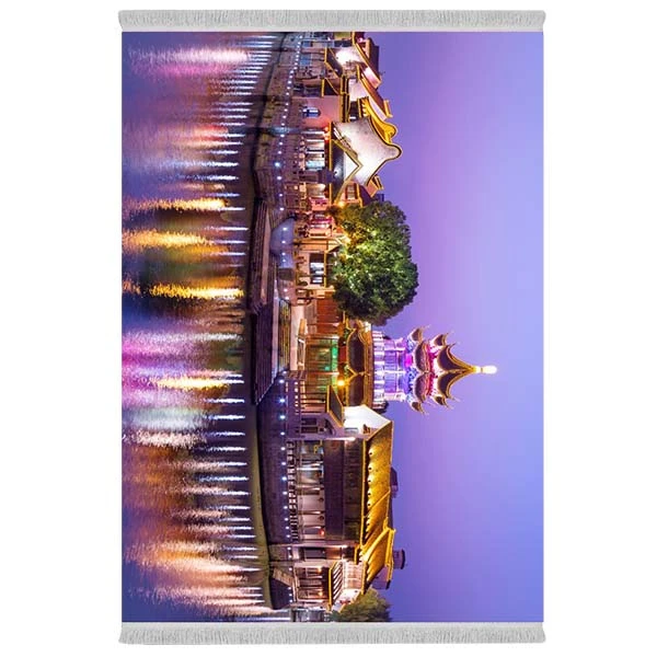 فرش پارچه‌ای دفه مدل فرشینه شانل مخمل طرح فانتزی کد 7047