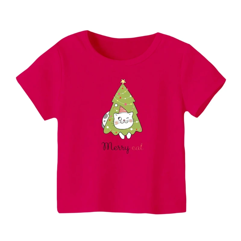تی شرت آستین کوتاه بچگانه مدل گربه کریسمس کد 3