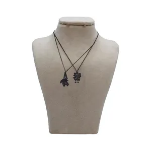 گردنبند ویونج مدل استیل طرح پاتریک و باب اسفنجی مجموعه 2 عددی