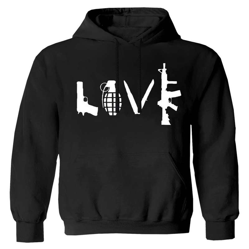 هودی پسرانه مدل W63 LOVE رنگ مشکی