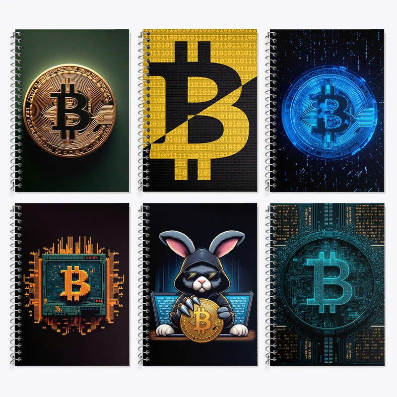 دفتر زبان 50 برگ خندالو مدل دو خط طرح بیت کوین (Bitcoin) کد 558 مجموعه 6 عددی