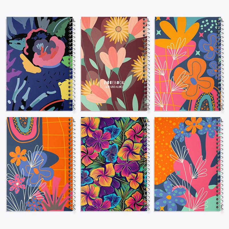 دفتر نقاشی 50 برگ خندالو طرح گل گلی کد 159 مجموعه 6 عددی