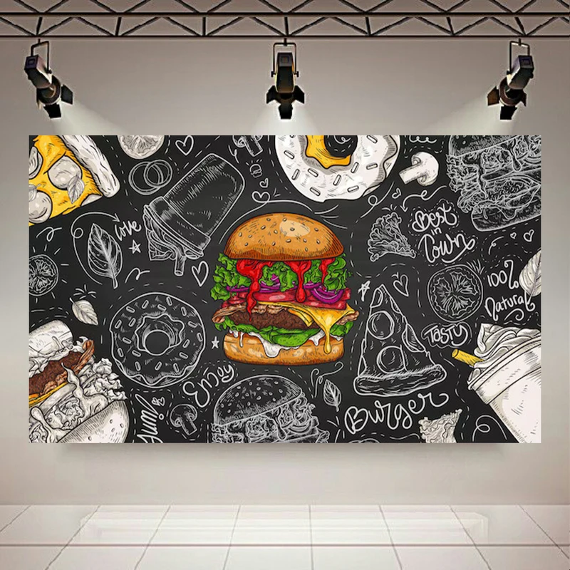 استیکر طرح همبرگر مدل پترن فست فود کد AR304486