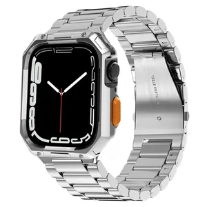 بند ساعت آکوآرا مدل Hexa 3Bead مناسب برای اپل واچ 46 میلیمتری سری 10 به همراه کاور