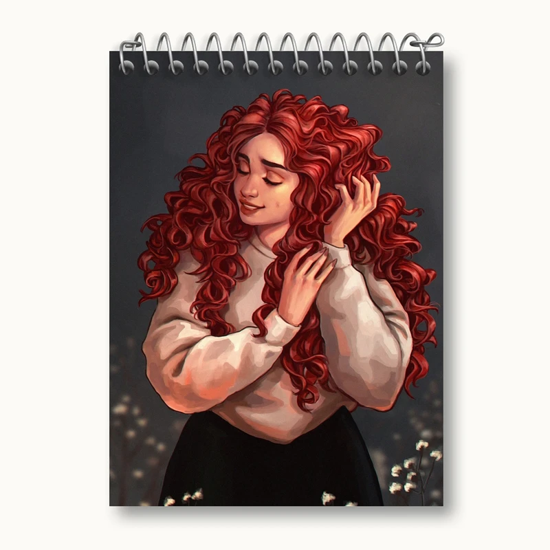 دفتر یادداشت 50 برگ خندالو مدل دختر مو فرفری کد 28795