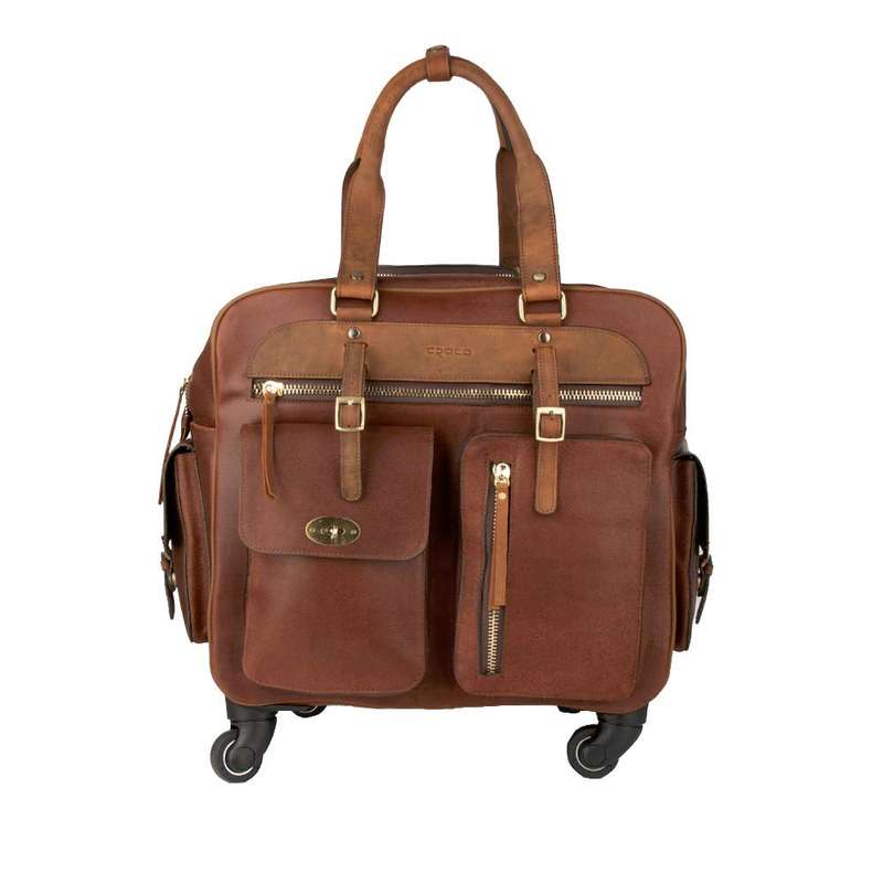 ساک سفری چرخ دار چرم کروکو مدل kapitan