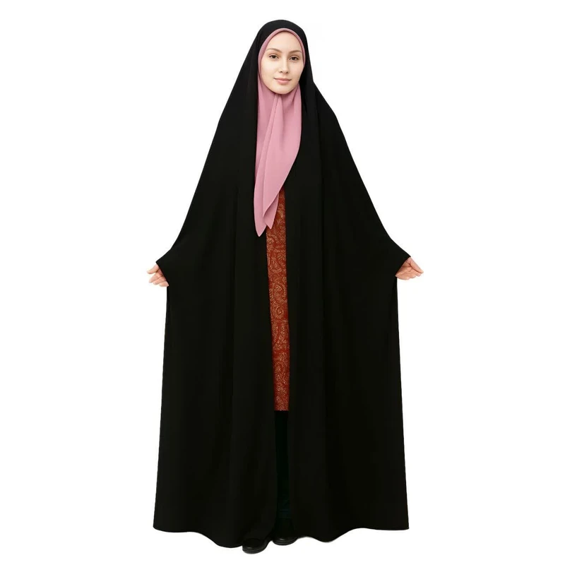 چادر دانشجویی حجاب رسان مدل ساده کرپ کره ای