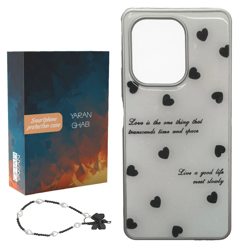 کاور قاب یاران مدل قلب مناسب برای گوشی موبایل شیائومی Redmi Note 14 4G به همراه بنداویز