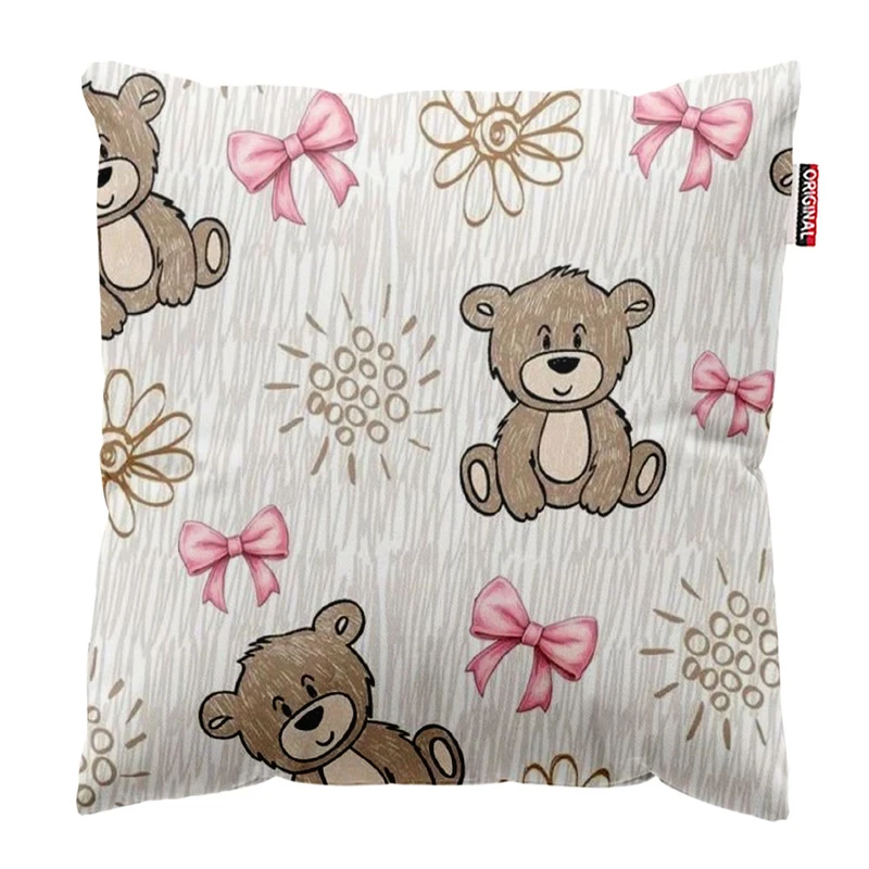 کوسن پاد آفرین طرح کارتونی خرسی بچگانه کد 1589 سایز 30*30 سانتی متر