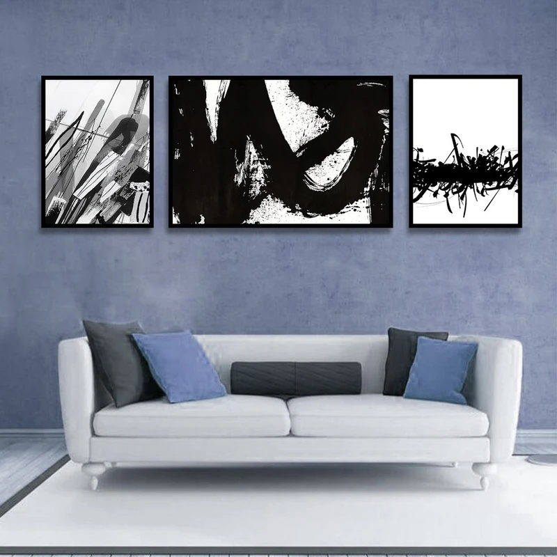 تابلو بکلیت طرح نقاشی دکوری مدرن سبک آبستره مدل B-1502 مجموعه 3 عددی