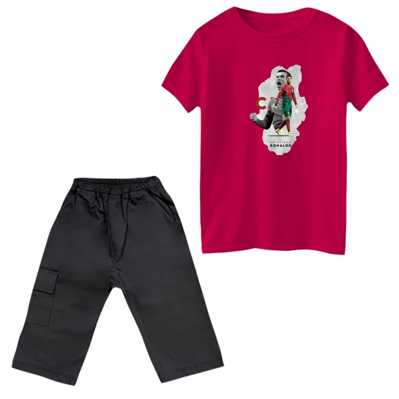 ست تی‌شرت و شلوارک پسرانه مدل رونالدو کد 16