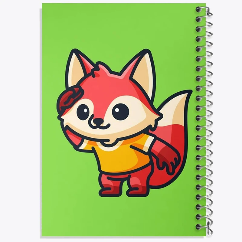 دفتر شطرنجی 50 برگ خندالو طرح حیوانات بامزه روباه کد 28376