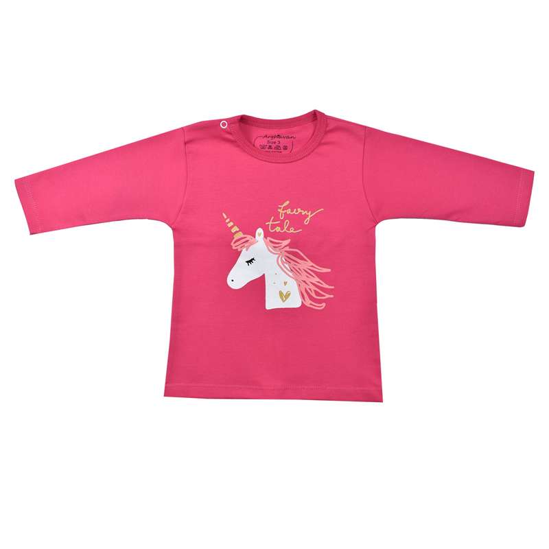 تی شرت آستین بلند نوزادی مدل ارغوان اسب تک شاخ